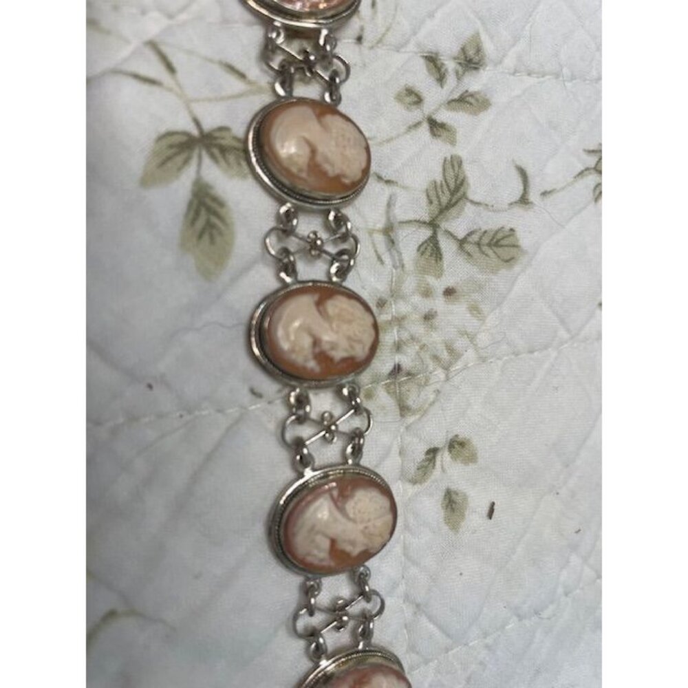 Vintage 800 Silver Carved Cameo Bracelet – Old-School Grace, New-School Cool - Picture 3 of 5